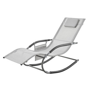 LIVIVO Gravity Rocking Sun Lounger with Padded Head Rests - 2 Tone Grey