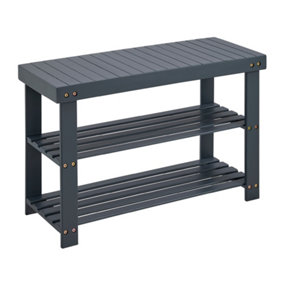 LIVIVO Grey Bamboo Shoe Rack - 3 Shelves, Large Storage Capacity, Durable Wooden Shoe Stand & Organiser