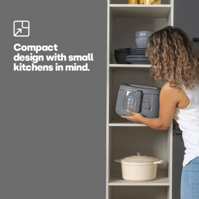 LIVIVO Grey Electric Chip Fryer with Viewing Window