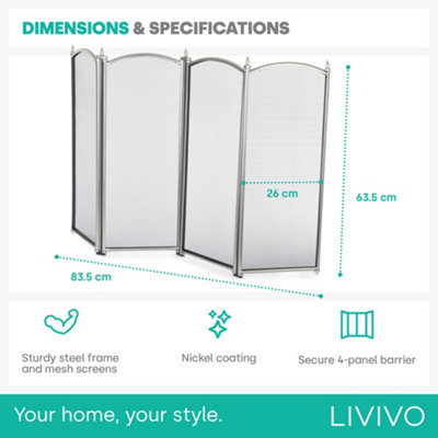 LIVIVO Indoor Fireplace Screen Guard, 4-Panel Decorative Mesh Cover