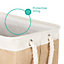 LIVIVO Large Canvas Storage Fabric Laundry Hamper with Rope Handles - Foldable & Waterproof Washing Bin Baskets - Beige