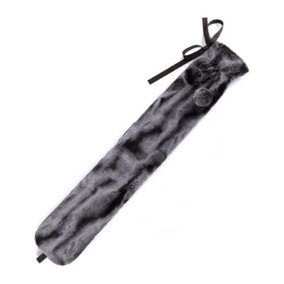 LIVIVO Long Hot Water Bottle with Faux Fur Removable Cover - Grey/2L