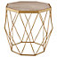 LIVIVO Luxury Round Side Sofa Coffee Table - Geometric Blonde Wood Bedside Unit, For Living, Dining Room, Lounge & Bedroom