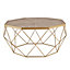 LIVIVO Luxury Round Side Sofa Coffee Table - Geometric Blonde Wood Bedside Unit, For Living, Dining Room, Lounge & Bedroom