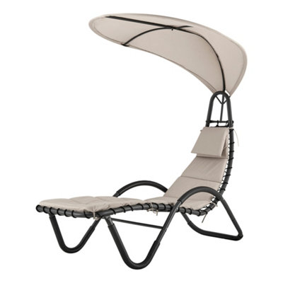 LIVIVO Luxury Soft Padded Sun Lounger with a Sunshade Canopy