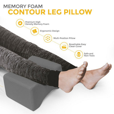 LIVIVO Memory Foam Contour Leg Pillow - Orthopedic Firm Support for Back, Hips, and Knees with Removable Cover