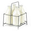 LIVIVO Milk Bottle Holder - 4 Compartments, Tidy Crate Rack, Carrier & Doorstep Storage Organiser, Metal Wire Caddy w/ a Handle
