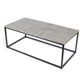 LIVIVO Modern Concrete Effect Coffee Table, - 100x50x45cm