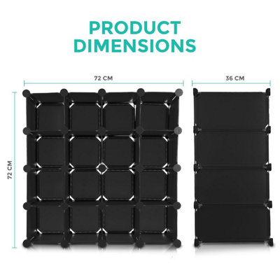 LIVIVO Multi-Purpose 16-Section Interlocking Cube Shoe Rack Organiser with Back Panels - Holder with Space for 16 Pairs of Shoes
