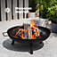 LIVIVO Outdoor Fire Pit - Round Garden Patio Charcoal Log Wood Burner, Steel Fire Bowl for BBQ Camping & Picnics