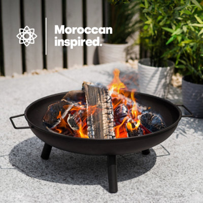 LIVIVO Outdoor Fire Pit - Round Garden Patio Charcoal Log Wood Burner, Steel  Fire Bowl for BBQ Camping u0026 Picnics | DIY at Bu0026Q