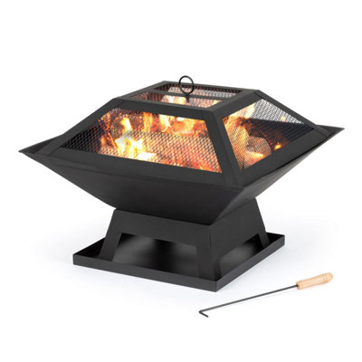 LIVIVO Outdoor Garden Fire Pit Stove with Handle & Poker - Summer BBQ Grill for Camping, Picnic, & Barbeque