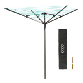 LIVIVO Outdoor Garden Rotary Washing Line - 4 Arm Folding Clothes Dryer, 45M Airer with a free Ground Spike & Cover - Grey
