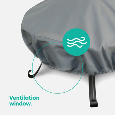 LIVIVO Outdoor Waterproof Fire Pit Cover - Heavy Duty Garden Furniture Covers, Anti-UV & Tear-Resistant