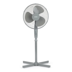 LIVIVO Pedestal Standing Floor Fan - 16 Inch, 3 Speed Settings, Remote Control, Oscillating Function & Adjustable Height - Grey
