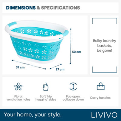 LIVIVO Pop Up Collapsible Laundry Basket - Turquiose/36L