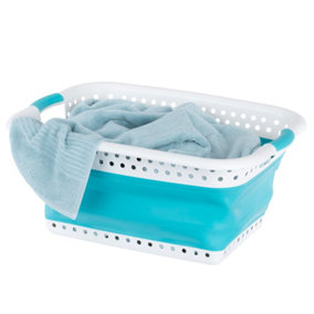 LIVIVO Pop Up Collapsible Laundry Storage Basket -  Turquoise/36L