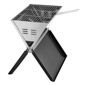 LIVIVO Portable Barbecue Grill - Stainless Steel Foldable Notebook-Style BBQ Griller, 2 to 3 Person Charcoal Smoker