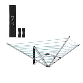LIVIVO Retractable Wall Mounted Washing Line - 5 Arm Indoor & Outdoor Folding Clothes Airer, Aluminium Folding Rotary Airer