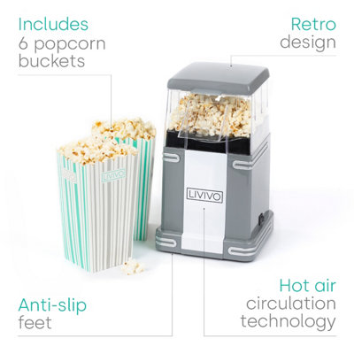Retro Fat Free Hot Air Popcorn Maker Popper Healthy Machine 1200W 6 Boxes Snake