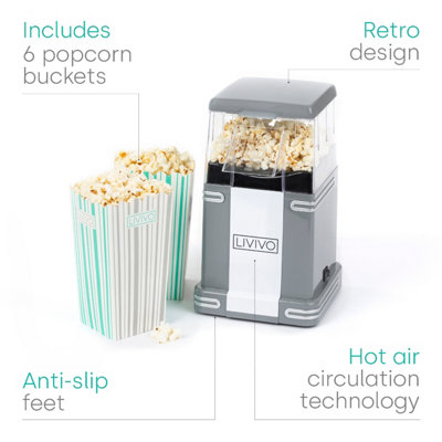 Hot Air Popper Popcorn Maker with 2 Popcorn Boxes for Home, 1200W