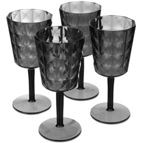 LIVIVO Reusable Plastic Wine Glass - Strong & Durable Diamond Prism Design Drinking Cup - Set of 4