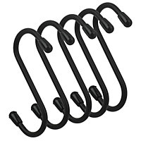 LIVIVO "S" Kitchen Hanging Hooks - For Hanging Pots and Pans to your Storage Rack - (Pack of 5/Black)