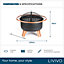 LIVIVO Saturn Fire Pit with Copper Ring and BBQ Grill - Black