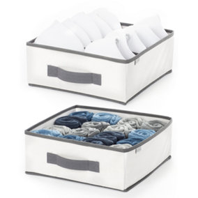 LIVIVO Set of 2 Canvas Fabric Storage Box Organiser - Suitable for Dressers, Drawers Collapsible Closet & Wardrobe