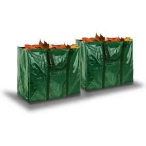 LIVIVO Set of 2 Large Heavy Duty & Reusable Garden Waste Bags - 82L Refuse Waterproof Rubbish Grass Sack