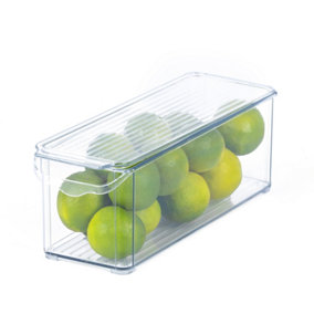 LIVIVO Set of 2 Stackable Fridge Containers- Clear Storage Organiser Boxes for Refrigerator Cabinet & Pantry - Medium