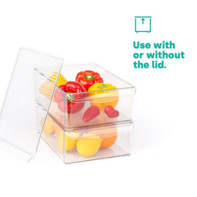 LIVIVO Set of 2 Stackable Fridge Organisers - Clear Storage Containers ...