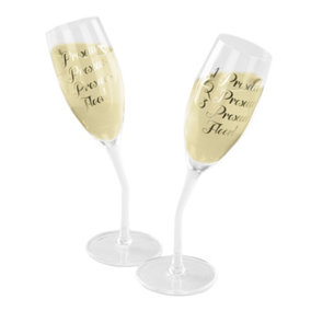 LIVIVO Set of 2 'Tipsy' Prosecco Champagne Flute Glasses - Fun Wonky Novelty Drink Glass for Dinner Party, Hen & Stag Dos