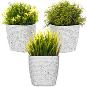 LIVIVO Set of 3 Garden Plant Pots - Decorative Indoor & Outdoor Round Flower/Plant Pot - Plastic