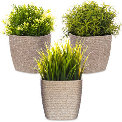 LIVIVO Set of 3 Garden Plant Pots - Decorative Indoor & Outdoor Round Flower/Plant Pot - Plastic