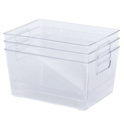 LIVIVO Set of 3 Large Stackable Plastic Organisers