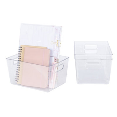 LIVIVO Set of 3 Large Stackable Plastic Organisers