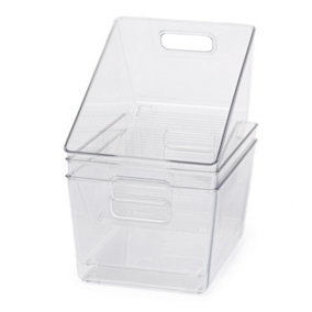 LIVIVO Set of 3 Plastic Fridge Organisers - Stackable Storage Containers Boxes for Fridge, Desk & Wardrobe - Large