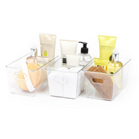 LIVIVO Set of 3 Plastic Fridge Organisers - Stackable Storage Containers Boxes for Fridge, Desk & Wardrobe - Medium