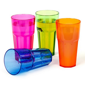 LIVIVO Set of 4 Bello Plastic Tumbler: BPA-Free, Stackable Design, 600ml - Indoor/Outdoor Picnic, Kids Party & Camping Supplies