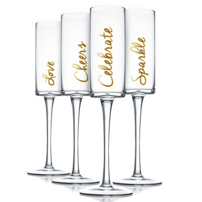 Romantic Champagne Flutes, Set of 4 Clear