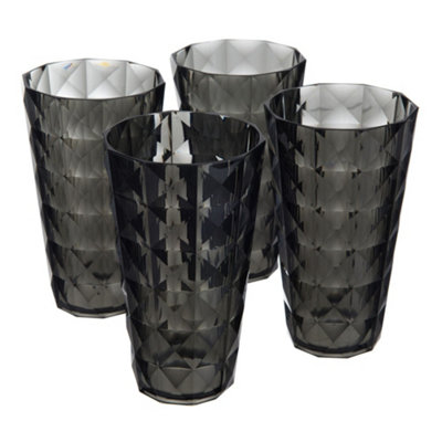 LIVIVO Set of 4 Plastic Party Tumblers - Grey