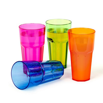 LIVIVO Set of 4 Retro Coloured Plastic Tumblers