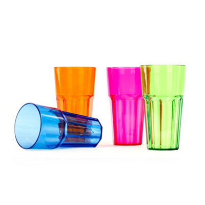 LIVIVO Set of 4 Retro Coloured Plastic Tumblers