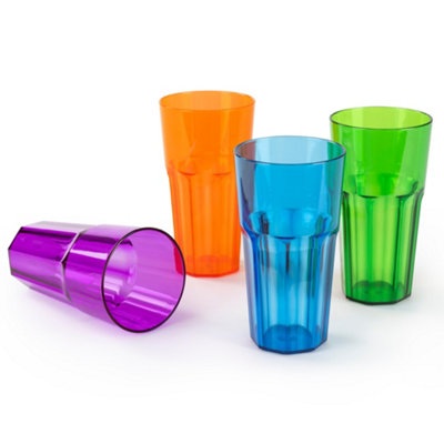 LIVIVO Set of 4 Retro Coloured Plastic Tumblers