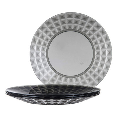 LIVIVO Set of 4 Reusable Plastic Dinner Plates Grey