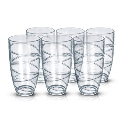 LIVIVO Set of 6 Clear Plastic Drink Tumblers Glasses - 700ml Acrylic ...