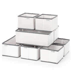 LIVIVO Set of 8 Canvas Fabric Storage Box Organiser - Suitable for Dressers, Drawers Collapsible Closet & Wardrobe