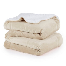 LIVIVO Sherpa Throw Reversible Luxury Fleece Warm Blanket Home Sofa Bed Double