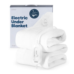 LIVIVO Single Electric Blanket, 135x65cm, Heated Bed Underblanket Machine Washable - 3 Heat Settings